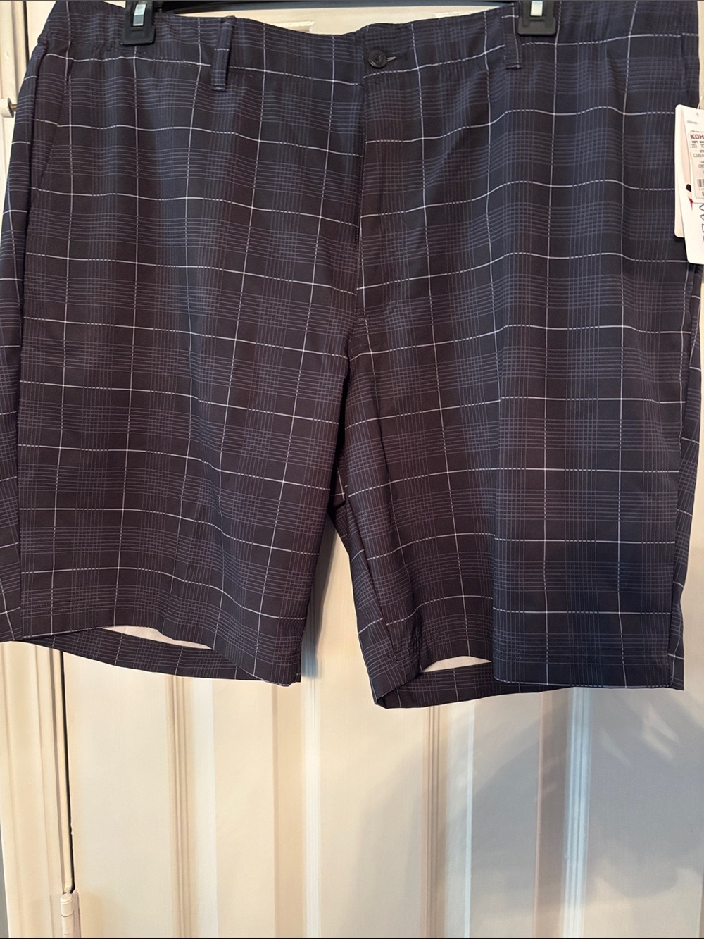 Grand Slam Black Oxford Plaid Performance Stretch Golf Shorts NWT